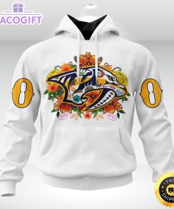 personalized nhl nashville predators hoodie specialized dia de muertos 3d unisex hoodie