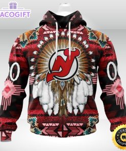 personalized nhl new jersey devils hoodie special native hat costume design 3d unisex hoodie