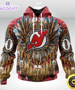 personalized nhl new jersey devils hoodie special native hat costume design unisex 3d hoodie
