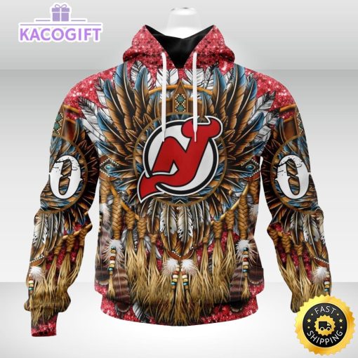 personalized nhl new jersey devils hoodie special native hat costume design unisex 3d hoodie