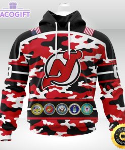 personalized nhl new jersey devilscamo patternand all military force logo 3d unisex hoodie