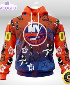 personalized nhl new york islanders hoodie hawaiian style design for fans unisex 3d hoodie