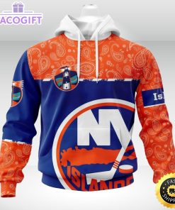 personalized nhl new york islanders hoodie specialized hockey with paisley unisex 3d hoodie