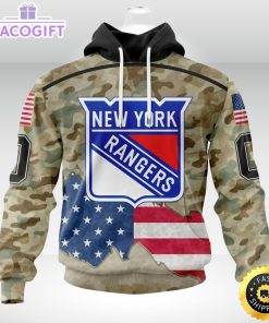 personalized nhl new york rangers hoodie camo unisex 3d hoodie