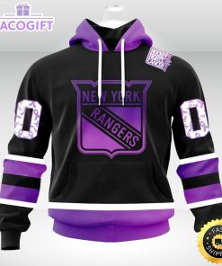 personalized nhl new york rangers hoodie special black hockey fights cancer unisex hoodie