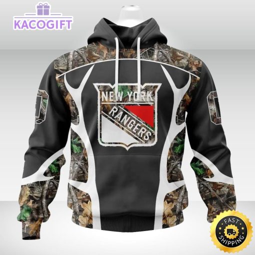 personalized nhl new york rangers hoodie special camo hunting design unisex 3d hoodie