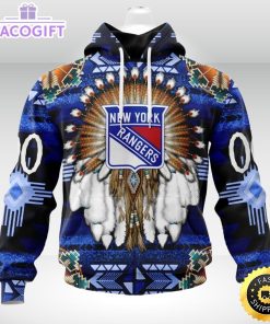 personalized nhl new york rangers hoodie special native hat costume design 3d unisex hoodie