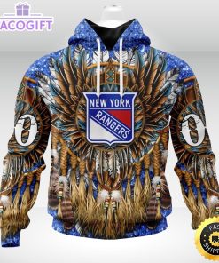 personalized nhl new york rangers hoodie special native hat costume design unisex 3d hoodie