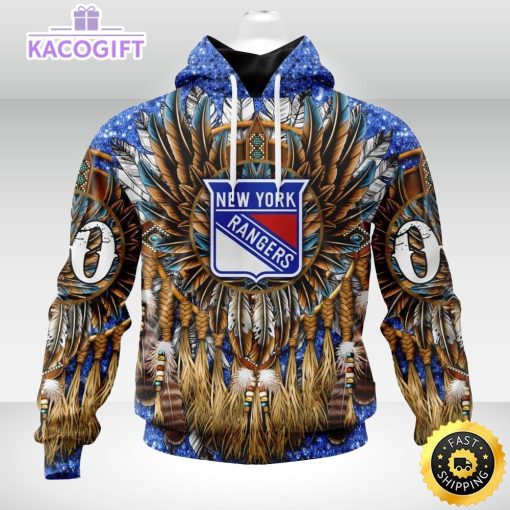 personalized nhl new york rangers hoodie special native hat costume design unisex 3d hoodie