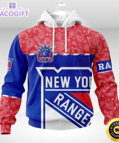 personalized nhl new york rangers hoodie specialized hockey with paisley unisex 3d hoodie