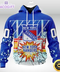 personalized nhl new york rangers hoodie with ice hockey arena 3d unisex hoodie