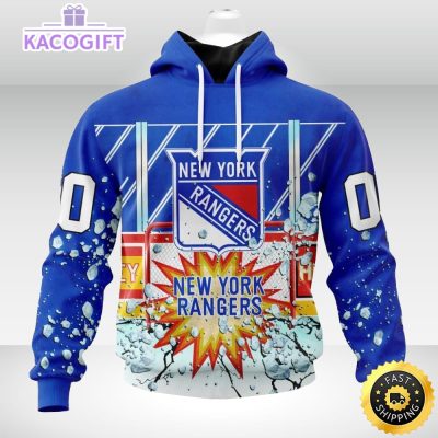 personalized nhl new york rangers hoodie with ice hockey arena 3d unisex hoodie
