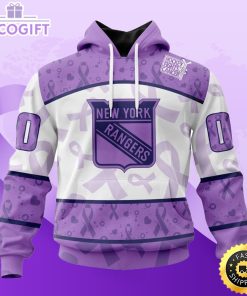 personalized nhl new york rangers special lavender hockey fights cancer all over print unisex 3d hoodie