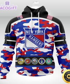 personalized nhl new york rangerscamo patternand all military force logo 3d unisex hoodie