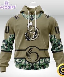 personalized nhl ottawa senators hoodie military camo with city or state flag 3d unisex hoodie