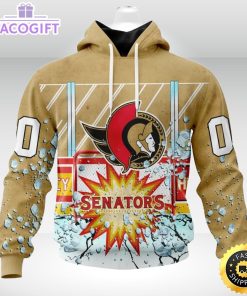 personalized nhl ottawa senators hoodie with ice hockey arena 3d unisex hoodie