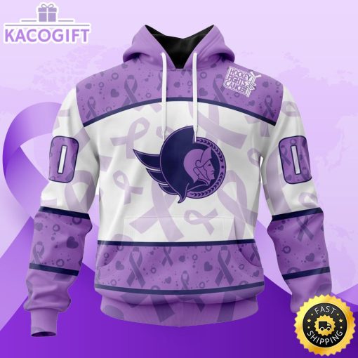 personalized nhl ottawa senators special lavender hockey fights cancer all over print unisex 3d hoodie