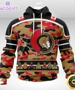 personalized nhl ottawa senatorscamo patternand all military force logo 3d unisex hoodie