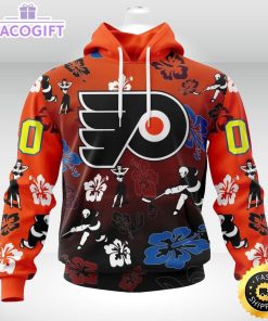 personalized nhl philadelphia flyers hoodie hawaiian style design for fans unisex 3d hoodie