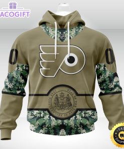 personalized nhl philadelphia flyers hoodie military camo with city or state flag 3d unisex hoodie