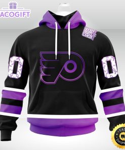 personalized nhl philadelphia flyers hoodie special black hockey fights cancer unisex hoodie