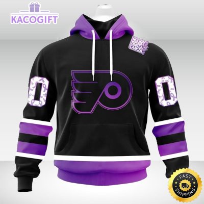 personalized nhl philadelphia flyers hoodie special black hockey fights cancer unisex hoodie