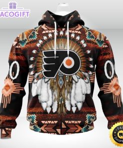 personalized nhl philadelphia flyers hoodie special native hat costume design 3d unisex hoodie