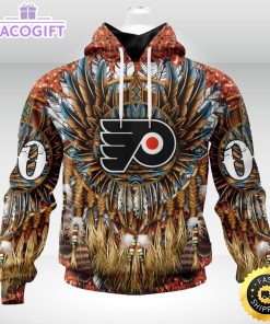 personalized nhl philadelphia flyers hoodie special native hat costume design unisex 3d hoodie