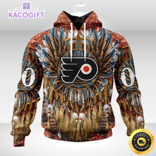 personalized nhl philadelphia flyers hoodie special native hat costume design unisex 3d hoodie