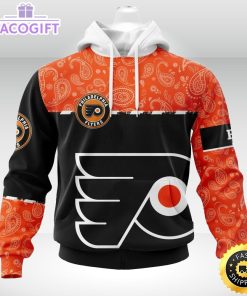 personalized nhl philadelphia flyers hoodie specialized hockey with paisley unisex 3d hoodie