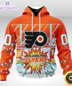 personalized nhl philadelphia flyers hoodie with ice hockey arena 3d unisex hoodie