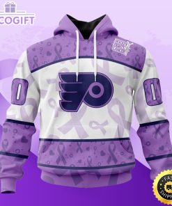 personalized nhl philadelphia flyers special lavender hockey fights cancer all over print unisex 3d hoodie