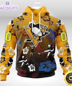 personalized nhl pittsburgh penguins hoodie hawaiian style design for fans unisex 3d hoodie