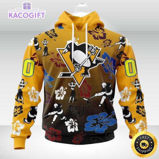 personalized nhl pittsburgh penguins hoodie hawaiian style design for fans unisex 3d hoodie