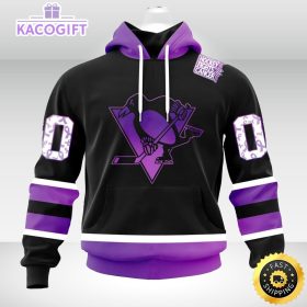 personalized nhl pittsburgh penguins hoodie special black hockey fights cancer unisex hoodie