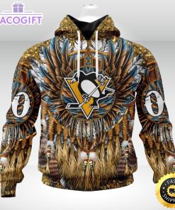 personalized nhl pittsburgh penguins hoodie special native hat costume design unisex 3d hoodie