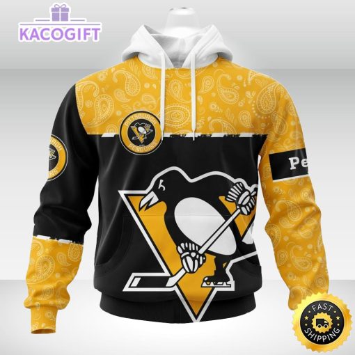 personalized nhl pittsburgh penguins hoodie specialized hockey with paisley unisex 3d hoodie