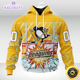 personalized nhl pittsburgh penguins hoodie with ice hockey arena 3d unisex hoodie