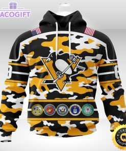 personalized nhl pittsburgh penguinscamo patternand all military force logo 3d unisex hoodie