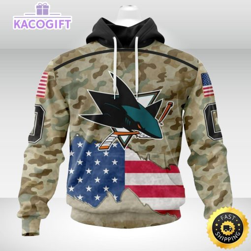 personalized nhl san jose sharks hoodie camo unisex 3d hoodie