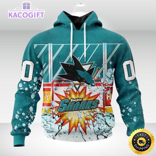 personalized nhl san jose sharks hoodie with ice hockey arena 3d unisex hoodie