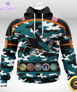 personalized nhl san jose sharkscamo patternand all military force logo 3d unisex hoodie