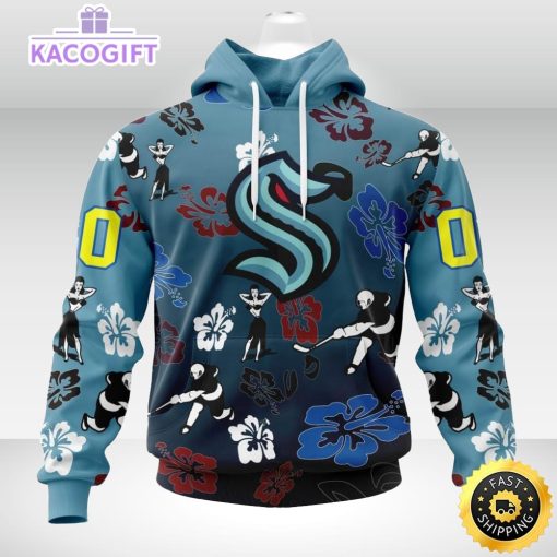 personalized nhl seattle kraken hoodie hawaiian style design for fans unisex 3d hoodie