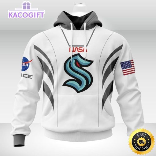 personalized nhl seattle kraken hoodie special space force nasa astronaut unisex 3d hoodie