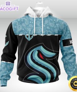 personalized nhl seattle kraken hoodie specialized hockey with paisley unisex 3d hoodie