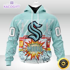 personalized nhl seattle kraken hoodie with ice hockey arena 3d unisex hoodie