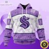 personalized nhl seattle kraken special lavender hockey fights cancer all over print unisex 3d hoodie