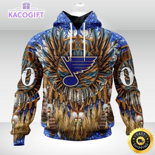 personalized nhl st louis blues hoodie special native hat costume design unisex 3d hoodie