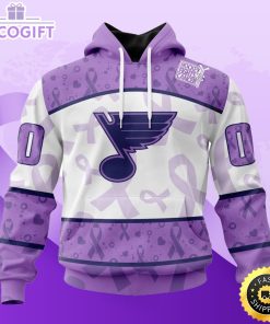 personalized nhl st louis blues special lavender hockey fights cancer all over print unisex 3d hoodie