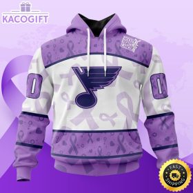 personalized nhl st louis blues special lavender hockey fights cancer all over print unisex 3d hoodie